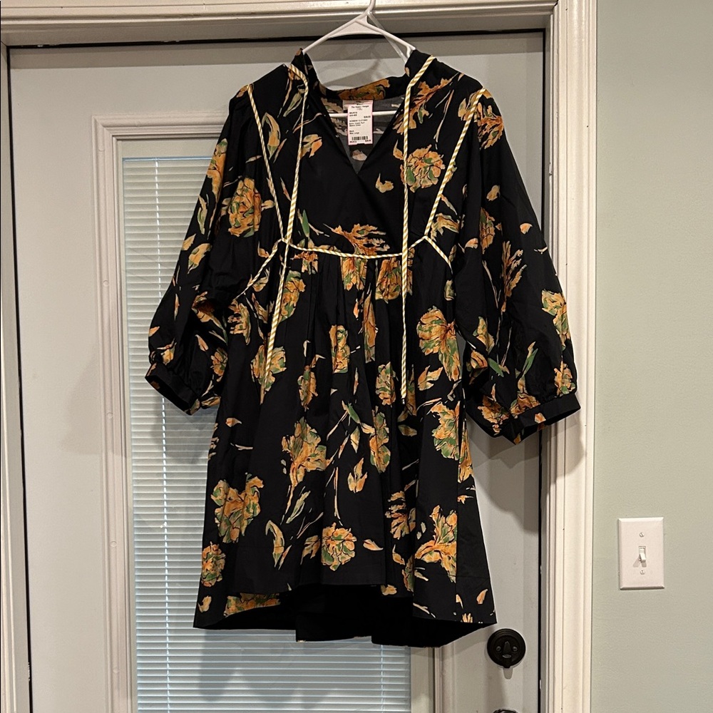 Entro Black and Orange Floral Long Sleeve Dress